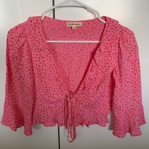 For Love and Lemons Pink Tie Top
